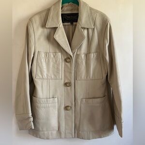 Vintage Cream Leather Jacket